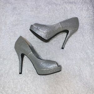 Glitter Open Toe Heels